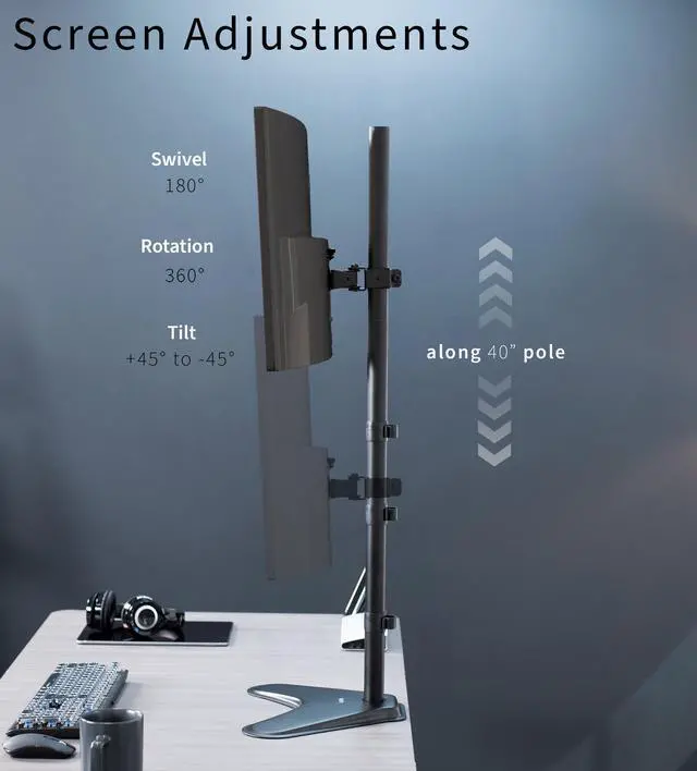 Alt view image 5 of 7 - VIVO Extra Tall Single Monitor Adjustable Desk Stand for 1 Screen 13" to 27"