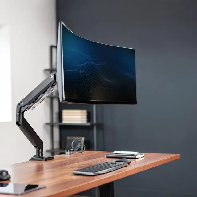 Alt view image 2 of 8 - VIVO Aluminum Single Pneumatic Monitor Desk Mount, Fits Ultrawides up to 49"