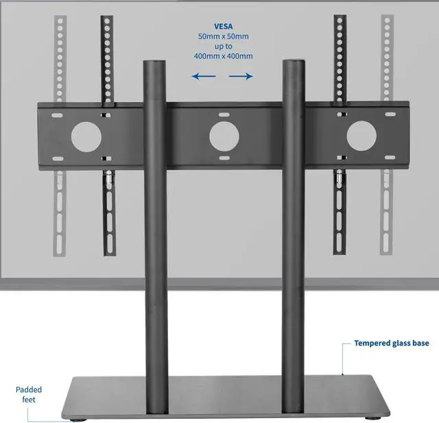 Alt view image 3 of 7 - VIVO Black Universal Economic 32" to 65" LCD Flat Screen TV Table Top Stand | VESA Mount with Glass Base (STAND-TV00H)