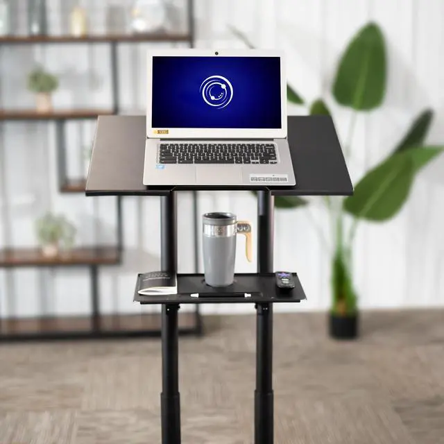 Alt view image 4 of 7 - VIVO Black Steel Mobile 24" Height Adjustable Multi-Purpose Rolling Podium, Lectern, and Laptop Workstation (CART-V03E)