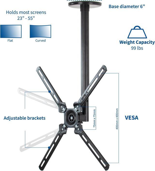 Alt view image 2 of 7 - VIVO Manual Flat Ceiling TV Mount with Soundbar Bracket | Fits 23" to 55" Screens up to 400x400 VESA (MOUNT-KIT-VCSB2)