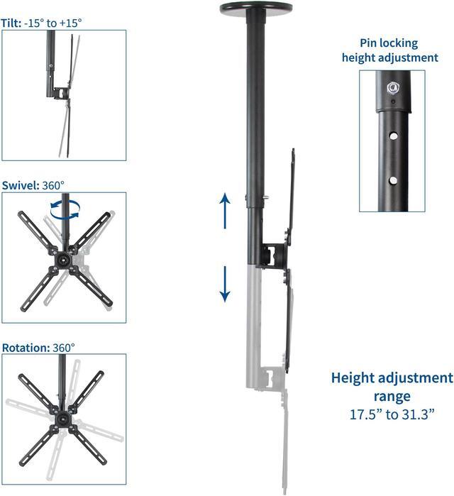 Alt view image 4 of 7 - VIVO Manual Flat Ceiling TV Mount with Soundbar Bracket | Fits 23" to 55" Screens up to 400x400 VESA (MOUNT-KIT-VCSB2)