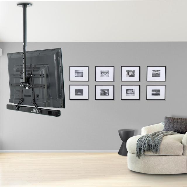 Alt view image 6 of 7 - VIVO Manual Flat Ceiling TV Mount with Soundbar Bracket | Fits 23" to 55" Screens up to 400x400 VESA (MOUNT-KIT-VCSB2)