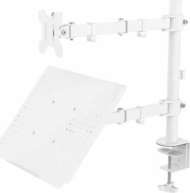 Main image of VIVO White Adjustable Laptop & Monitor Desk Mount Stand, Fits 1 Screen up to 32"