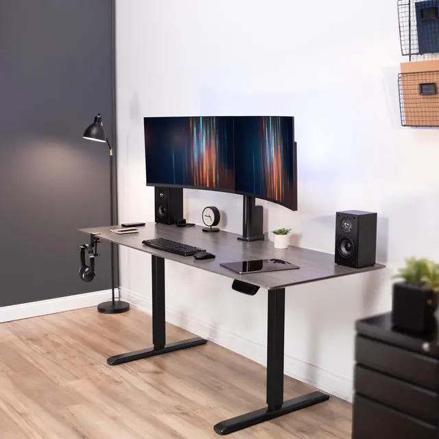 Alt view image 6 of 7 - VIVO Single Motor Stand Up Desk Frame with Electric Dual Monitor Mount