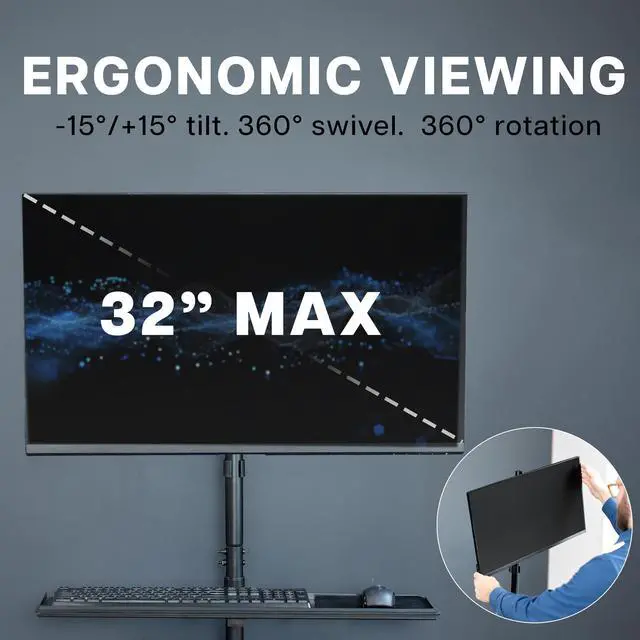 Alt view image 6 of 7 - VIVO Mobile Computer Cart with Monitor Mount, PC Holder, Keyboard Tray