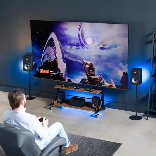 Alt view image 6 of 7 - VIVO Heavy Duty Mobile TV Cart for 55" to 100" Screens with Dark Wood Shelves