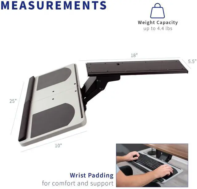Alt view image 3 of 7 - VIVO Adjustable Computer Keyboard & Mouse Platform Tray Under Table Desk Mount