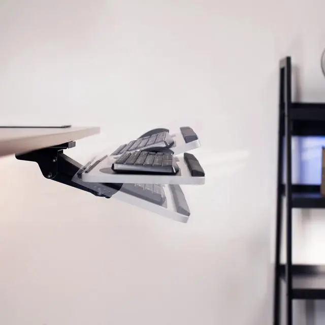 Alt view image 6 of 7 - VIVO Adjustable Computer Keyboard & Mouse Platform Tray Under Table Desk Mount