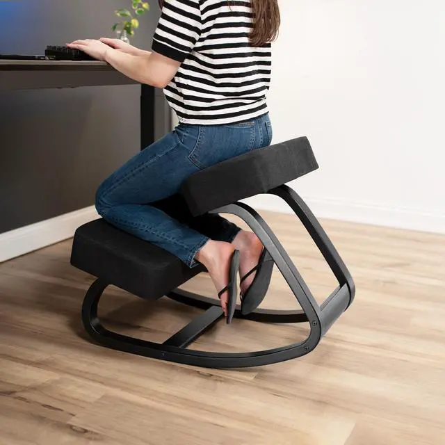 Alt view image 2 of 7 - DRAGONN (By VIVO) Wooden Rocking Kneeling Chair for Home & Office, Black