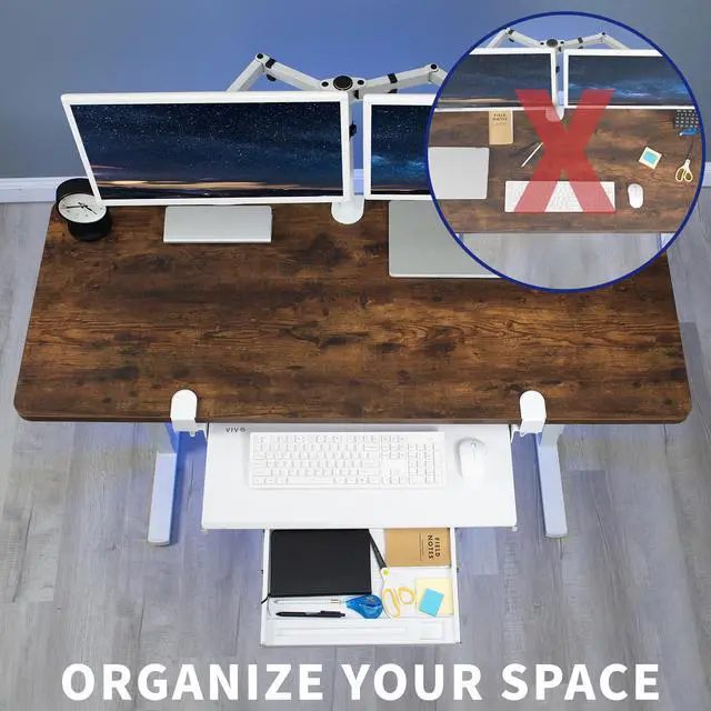 Alt view image 2 of 7 - VIVO White Extra Sturdy Clamp-on Computer Keyboard Tray with Pencil Drawer