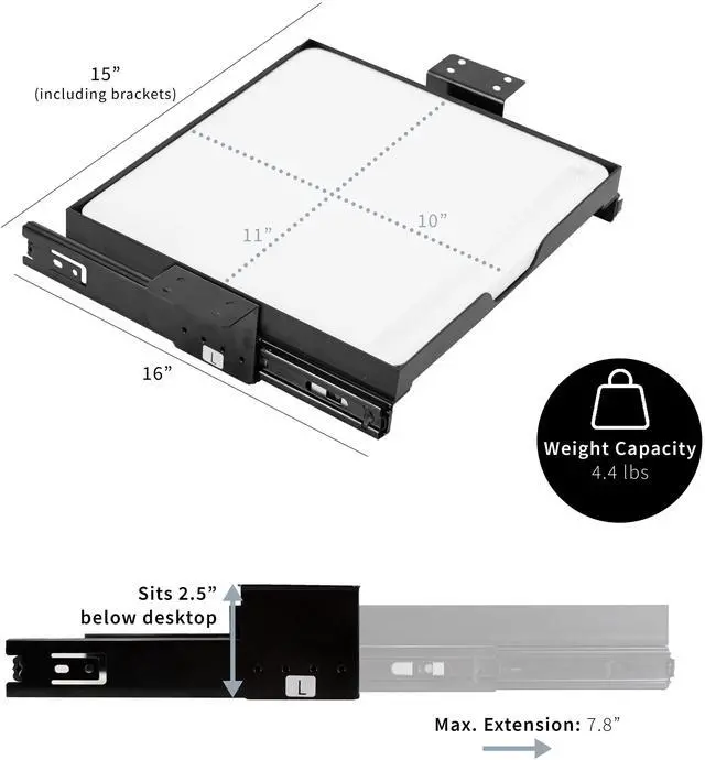 Alt view image 3 of 7 - VIVO Under Desk Sliding 11 inch Pull-out Whiteboard Drawer, Compact Dry Erase Board Note-Taking Organizer, DESK-WB01S