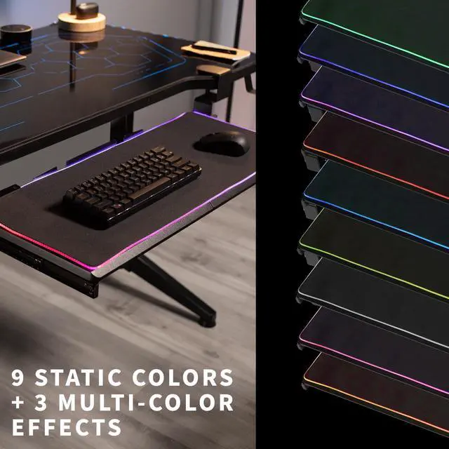 Alt view image 4 of 7 - VIVO Clamp-on Computer Keyboard and Mouse Under Desk Slider Tray with RGB Pad