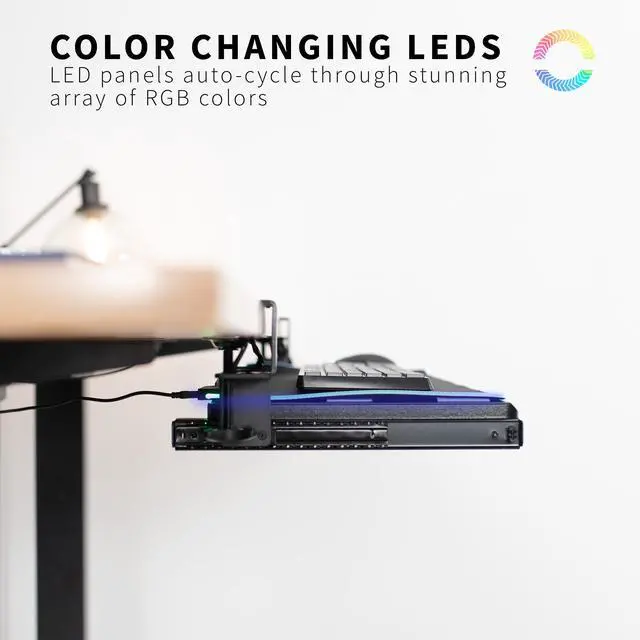 Alt view image 7 of 7 - VIVO Clamp-on Computer Keyboard and Mouse Under Desk Slider Tray with RGB Pad