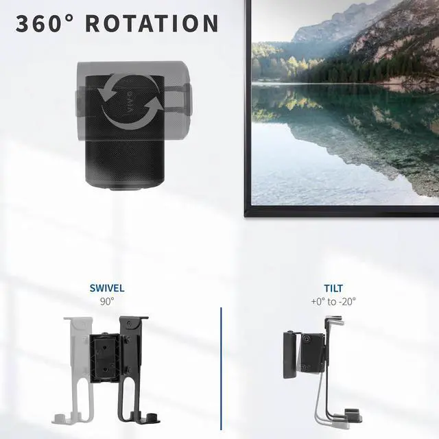 Alt view image 4 of 7 - VIVO Black Dual Adjustable Wall Speaker Mounts Designed for Sonos One, SL, and Play:1 Audio Speakers (MOUNT-PLAY1B)