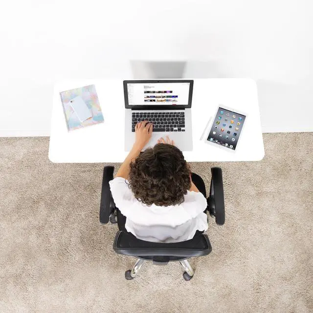 Alt view image 6 of 7 - VIVO White Wall Mounted Folding 43 inch Workbench, Fold Away Workstation with Adjustable Steel Brackets (MOUNT-SF1FW)