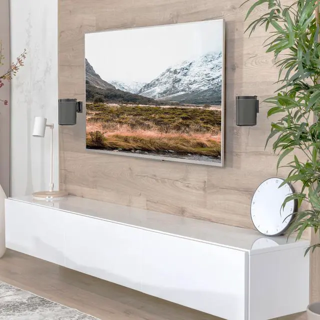 Alt view image 3 of 7 - VIVO Black Dual Adjustable Wall Speaker Mounts Designed for Sonos One, SL, and Play:1 Audio Speakers (MOUNT-PLAY1B)