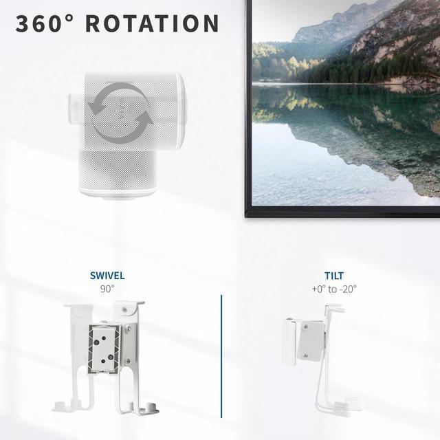 Alt view image 4 of 7 - VIVO White Dual Adjustable Wall Speaker Mounts Designed for Sonos One, SL, and Play:1 Audio Speakers (MOUNT-PLAY1W)