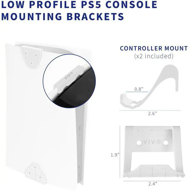 Alt view image 5 of 7 - VIVO White Wall & Under Desk Mount Designed for PS5 & PS5 Slim Console