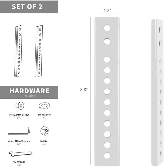 Alt view image 2 of 7 - VIVO White Vertical VESA Extender Kit for TVs w/ Low VESA, Hardware Included