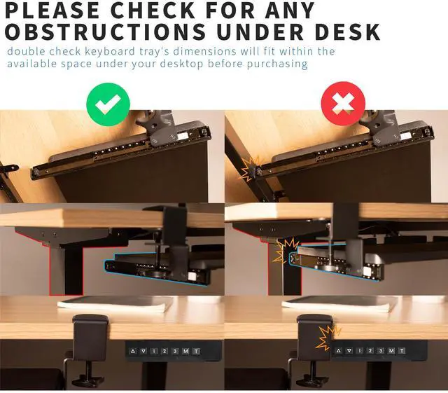 Alt view image 7 of 7 - VIVO Black Clamp-on Height Adjustable Under Desk Keyboard Tray with RGB Pad, 27" x 11" Gaming Platform (MOUNT-KB05GP)