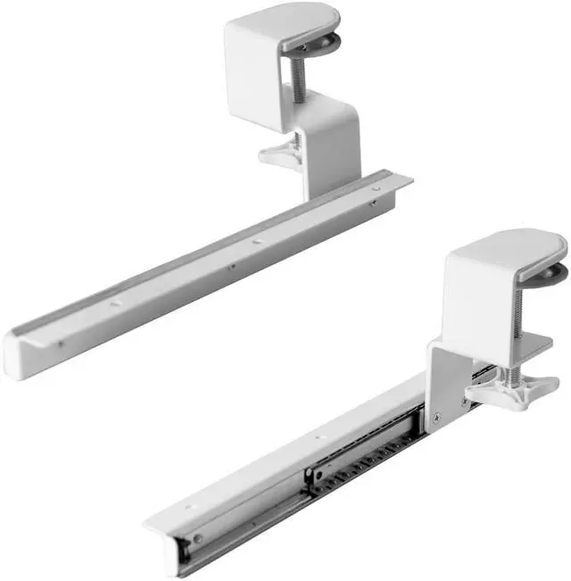 Main image of VIVO White Extra Sturdy Clamps & Rails for Custom Wood Keyboard Tray - Pack of 2