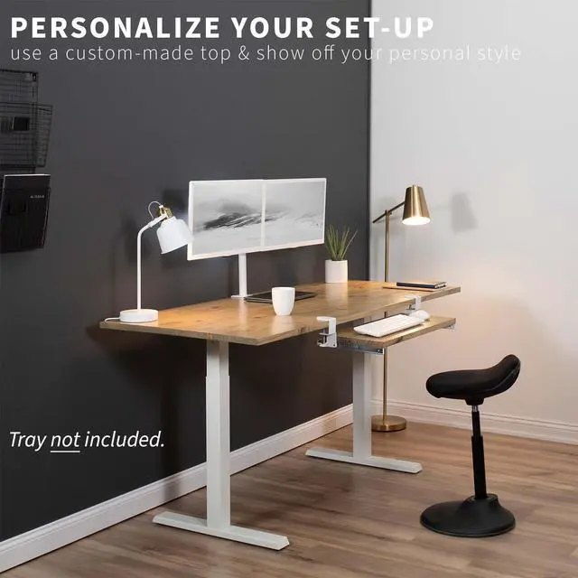 Alt view image 4 of 7 - VIVO White Extra Sturdy Clamps & Rails for Custom Wood Keyboard Tray - Pack of 2