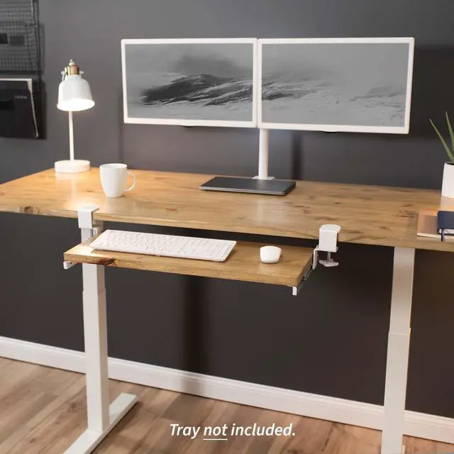 Alt view image 6 of 7 - VIVO White Extra Sturdy Clamps & Rails for Custom Wood Keyboard Tray - Pack of 2