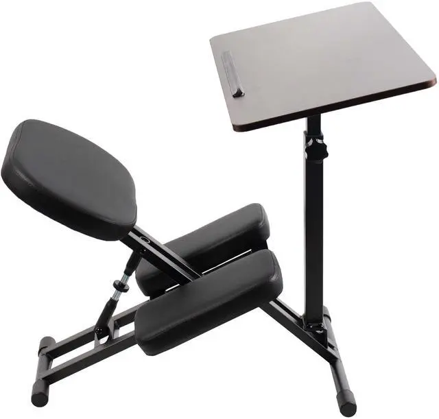 Main image of VIVO Ergonomic Kids' Kneeling Chair and Desk, Dark Wood Top, Black Chair