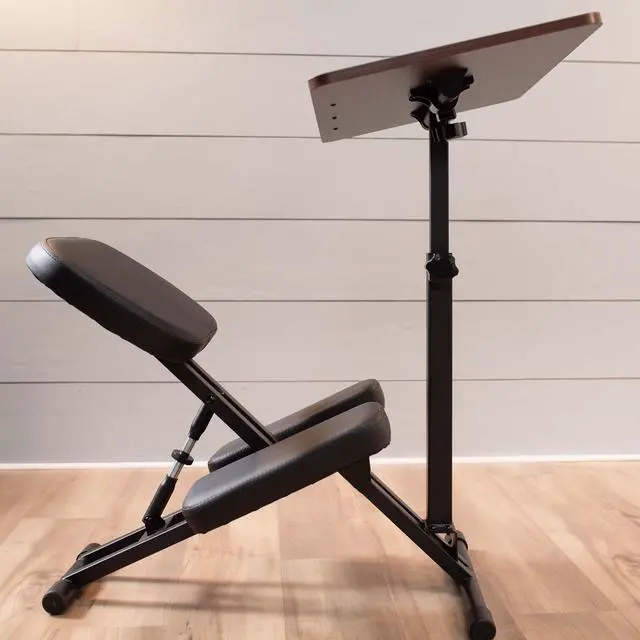 Alt view image 4 of 7 - VIVO Ergonomic Kids' Kneeling Chair and Desk, Dark Wood Top, Black Chair