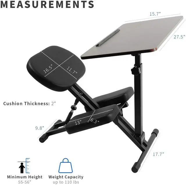 Alt view image 6 of 7 - VIVO Ergonomic Kids' Kneeling Chair and Desk, Dark Wood Top, Black Chair