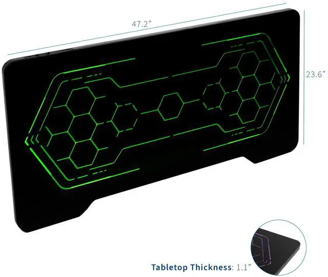 Alt view image 3 of 7 - VIVO Black 48" x 24" Solid Table Top with RGB Lighting for Gaming Desks