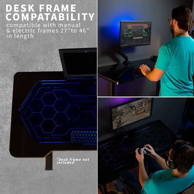 Alt view image 5 of 7 - VIVO Black 48" x 24" Solid Table Top with RGB Lighting for Gaming Desks