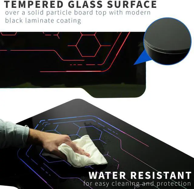 Alt view image 4 of 7 - VIVO Black 48" x 24" Solid Table Top with RGB Lighting for Gaming Desks