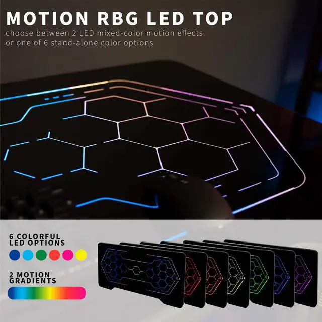 Alt view image 2 of 7 - VIVO Black 48" x 24" Solid Table Top with RGB Lighting for Gaming Desks