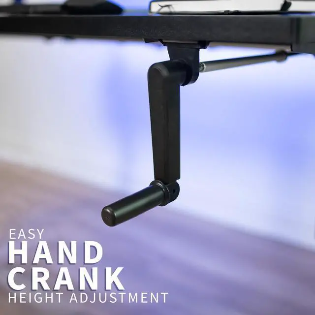 Alt view image 4 of 7 - VIVO Manual 55 x 30 Stand Up Desk, Black Dual Tier Table Top, Black Frame