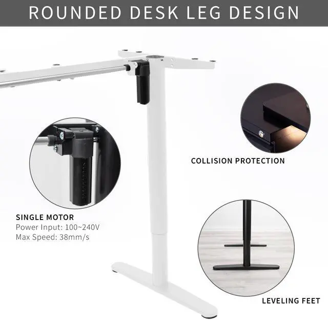 Alt view image 3 of 7 - VIVO White Electric Single Motor Stand Up Height Adjustable Desk Frame