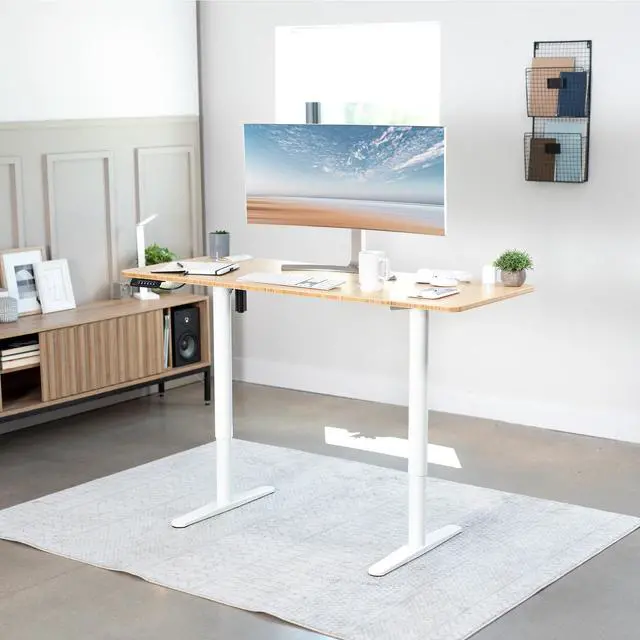 Alt view image 2 of 7 - VIVO White Electric Single Motor Stand Up Height Adjustable Desk Frame
