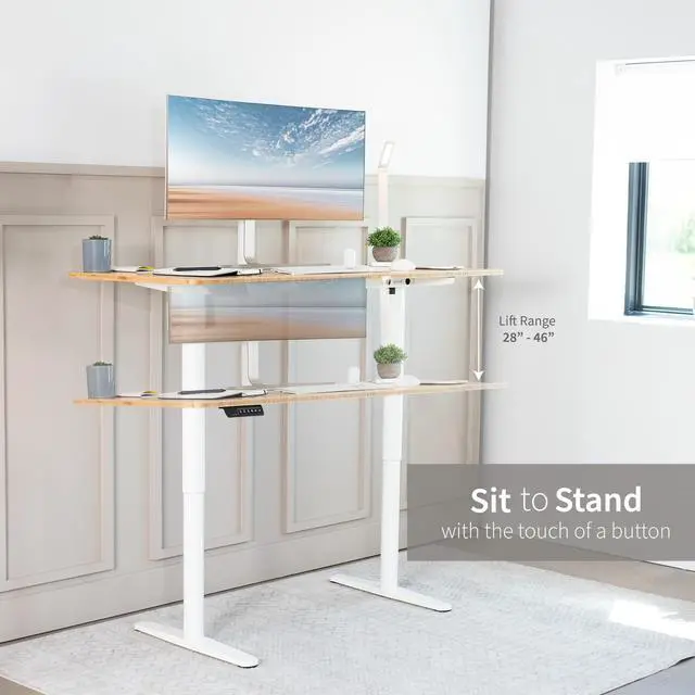 Alt view image 5 of 7 - VIVO White Electric Single Motor Stand Up Height Adjustable Desk Frame