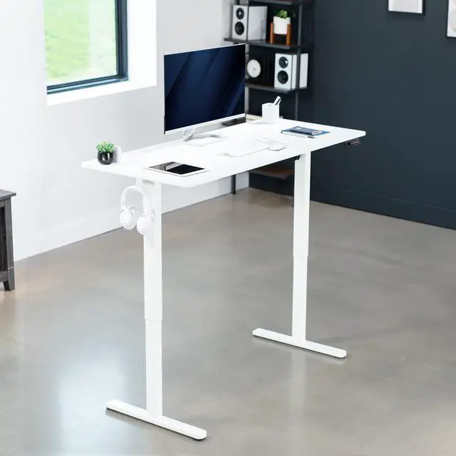 Alt view image 2 of 7 - VIVO White 55" x 24" Electric Sit Stand Desk, Height Adjustable Workstation