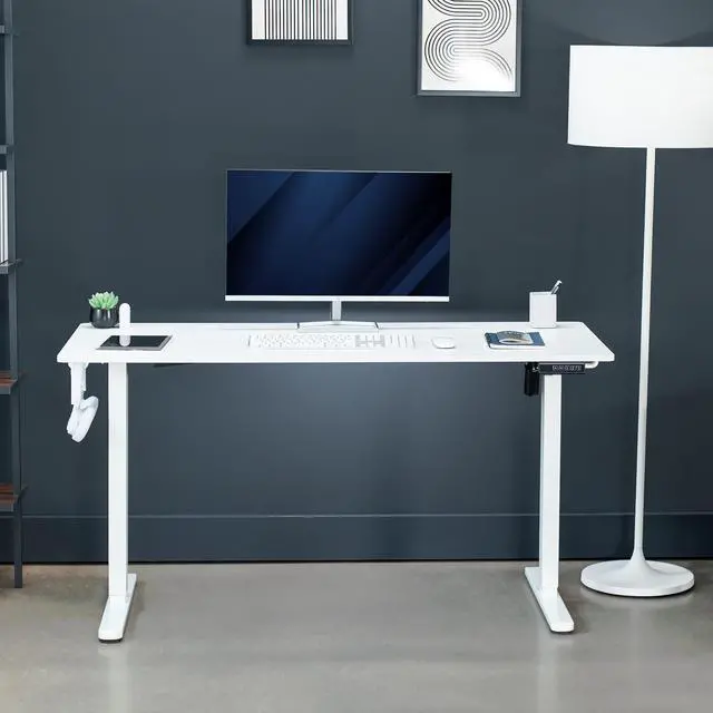 Alt view image 7 of 7 - VIVO White 55" x 24" Electric Sit Stand Desk, Height Adjustable Workstation