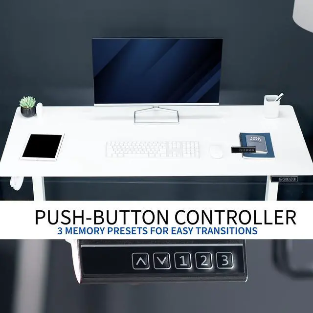 Alt view image 5 of 7 - VIVO White 55" x 24" Electric Sit Stand Desk, Height Adjustable Workstation