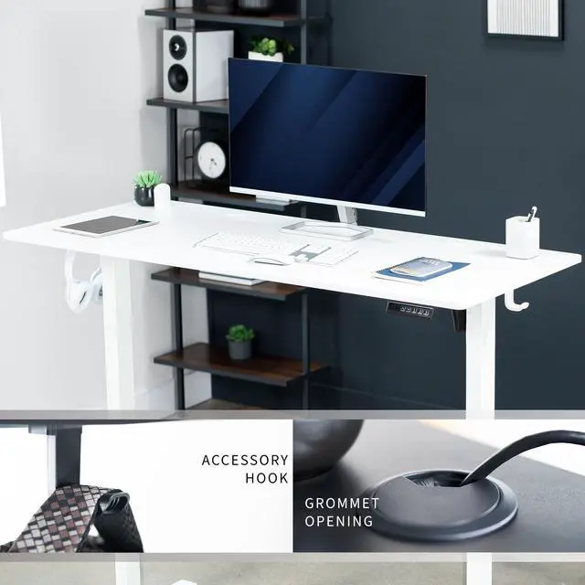 Alt view image 6 of 7 - VIVO White 55" x 24" Electric Sit Stand Desk, Height Adjustable Workstation