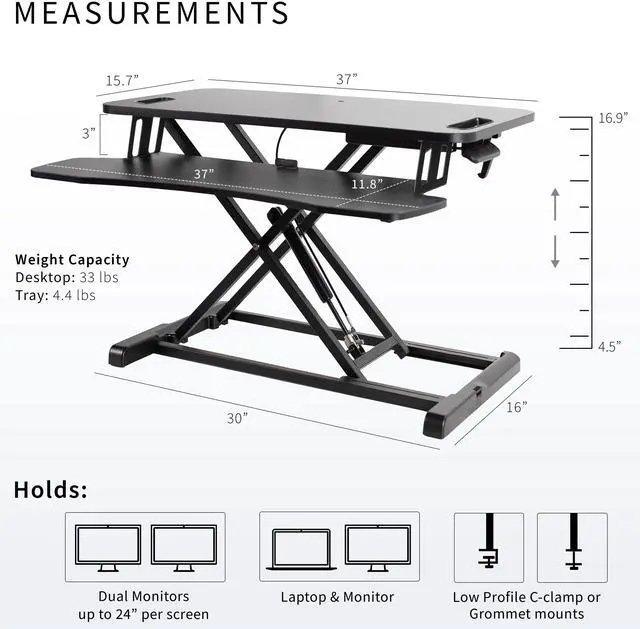 Alt view image 3 of 7 - VIVO White Height Adjustable Extra Wide 38" Standing Desk Monitor Riser, Sit Stand Desktop Converter (DESK-V037KW)