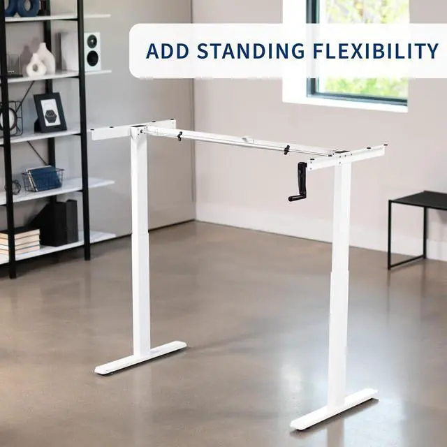 Alt view image 5 of 7 - VIVO White Manual Height Adjustable Stand Up Desk Frame Crank Ergonomic System