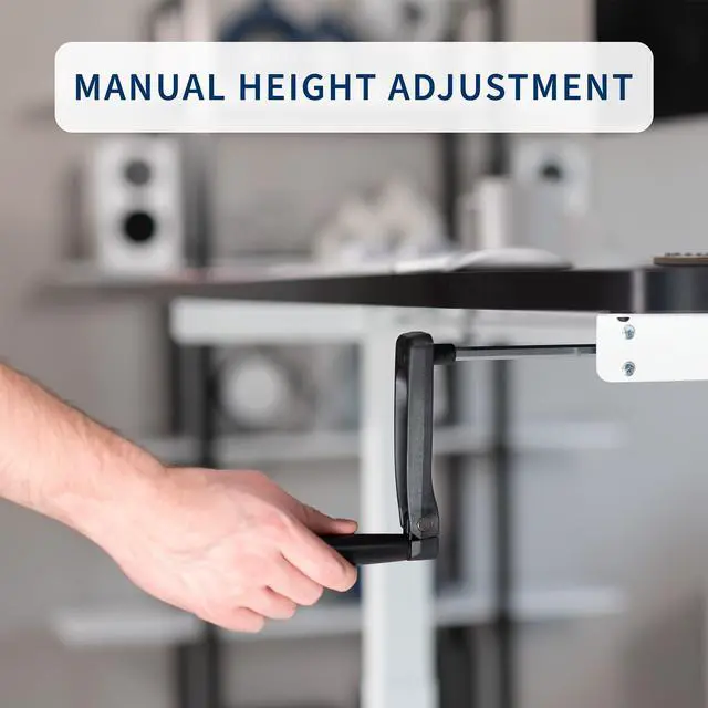 Alt view image 6 of 7 - VIVO White Manual Height Adjustable Stand Up Desk Frame Crank Ergonomic System