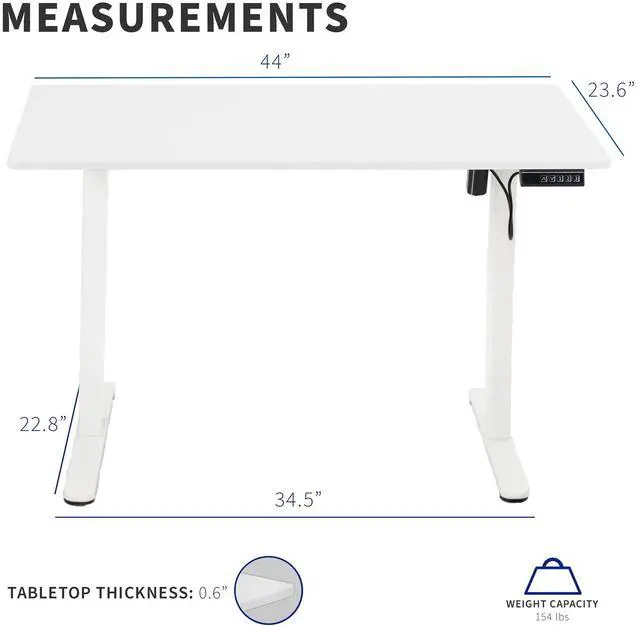 Alt view image 3 of 7 - VIVO White 44" x 24" Electric Sit Stand Desk, Height Adjustable Workstation