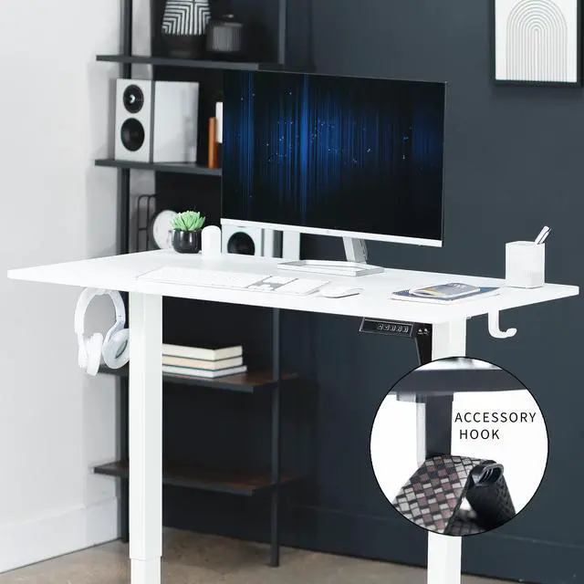 Alt view image 6 of 7 - VIVO White 44" x 24" Electric Sit Stand Desk, Height Adjustable Workstation