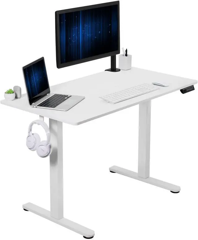 Main image of VIVO White 44" x 24" Electric Sit Stand Desk, Height Adjustable Workstation