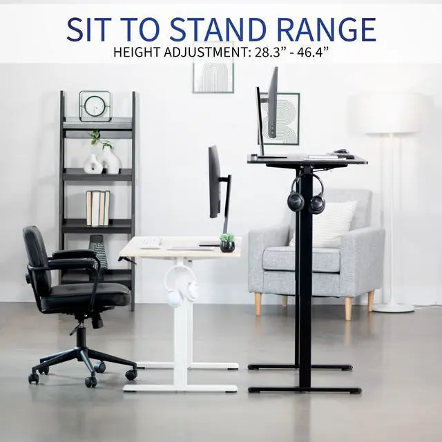 Alt view image 4 of 7 - VIVO Electric 44" x 24" Sit Stand Desk Workstation, Dark Wood Top, Black Frame